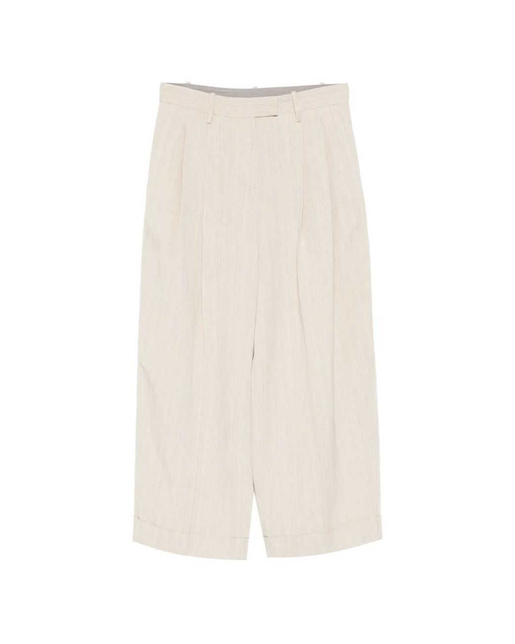 Alysi White Pantalon À Design Plissé