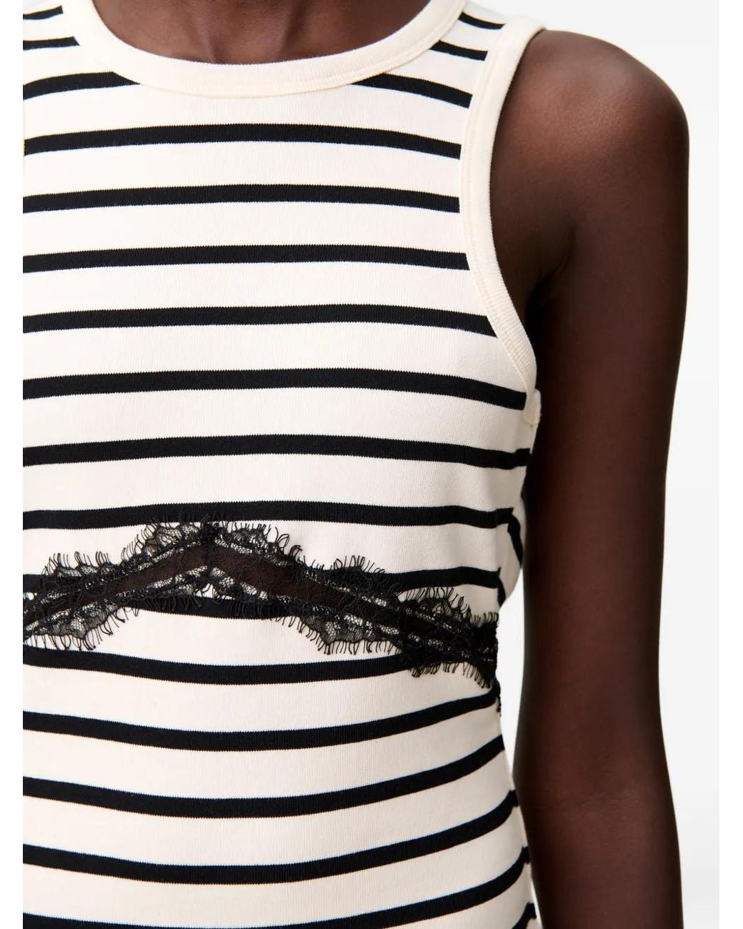 Claudie Pierlot Gray Striped Lace-Band Tank Top