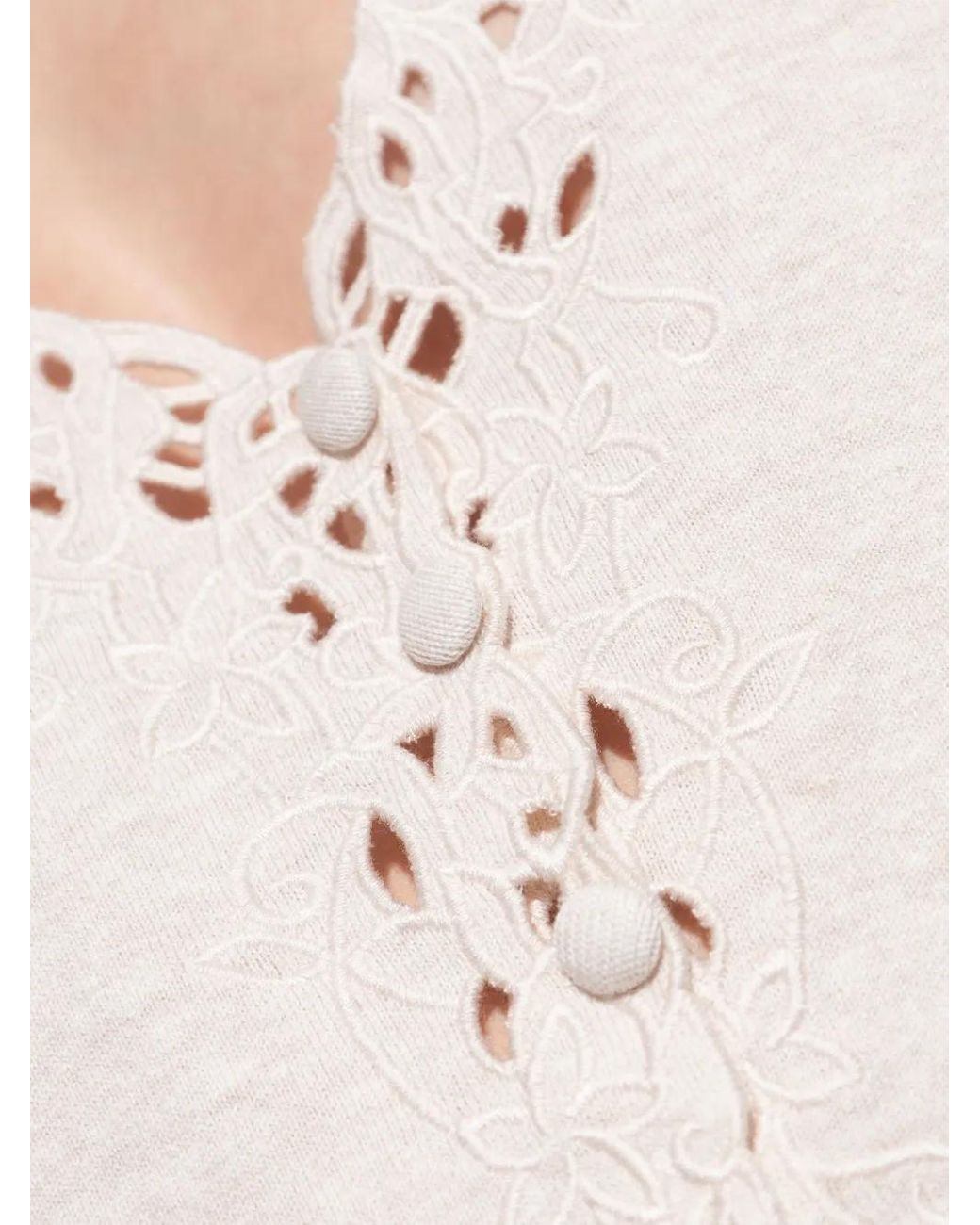 Cult Gaia White Embroidered Button-Front Top