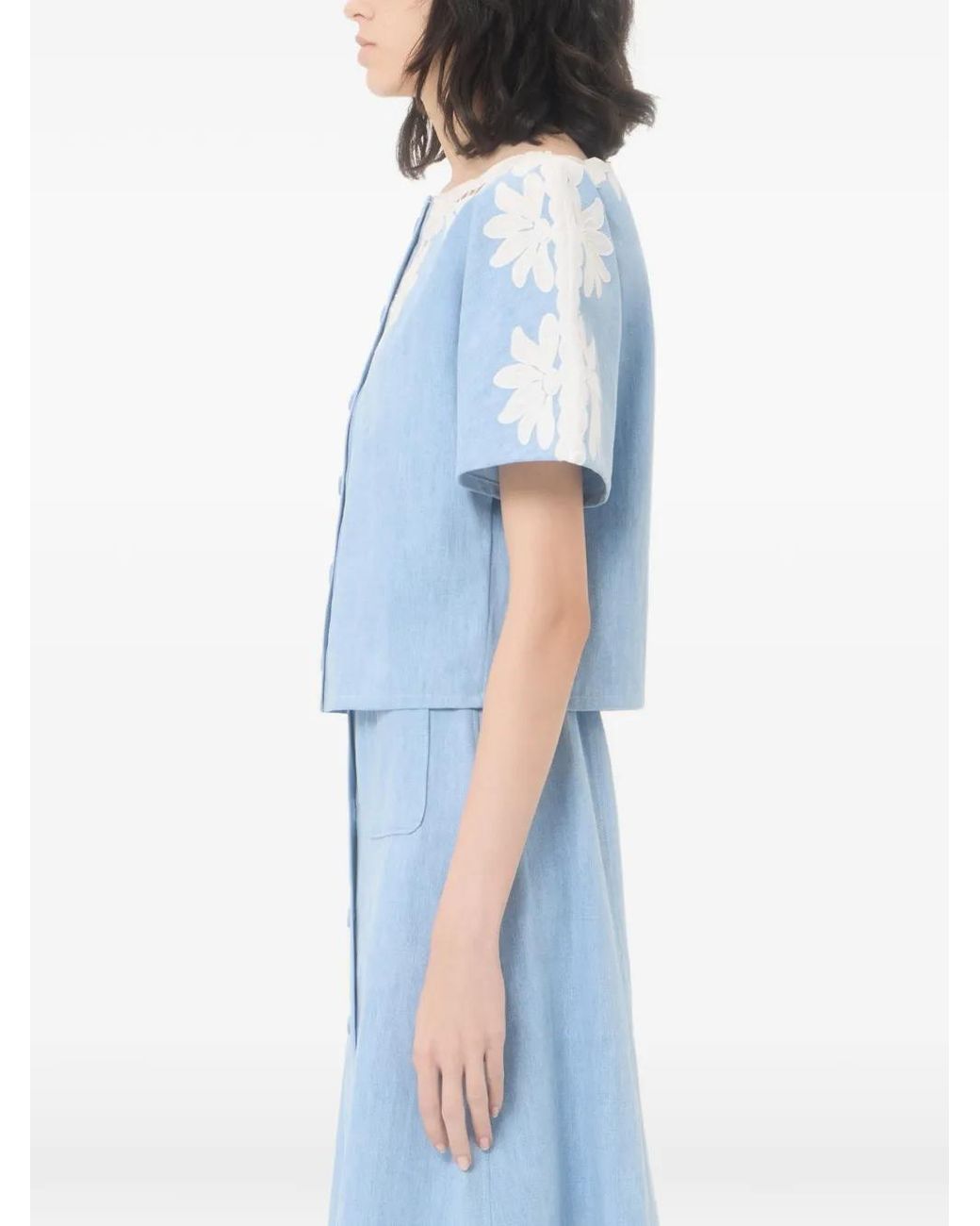 Valentino Garavani Blue Embroidered Denim Shirt