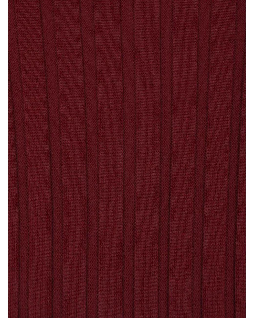 Allude Red Ribbed Turtleneck Sweater