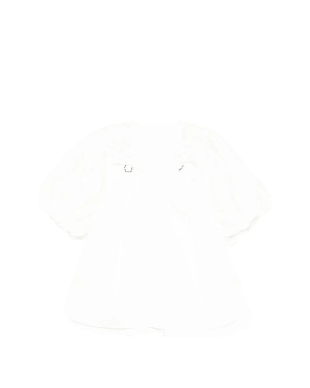 JNBY White Pleated V-Neck Blouse