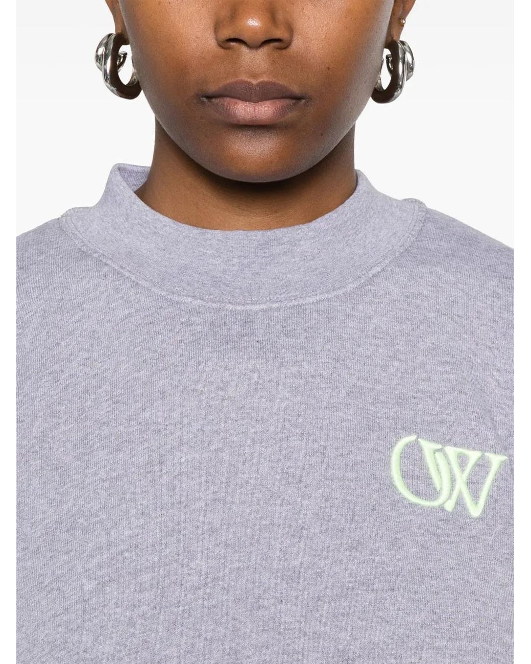 Off-White c/o Virgil Abloh Gray Logo-Embroidered Sweatshirt