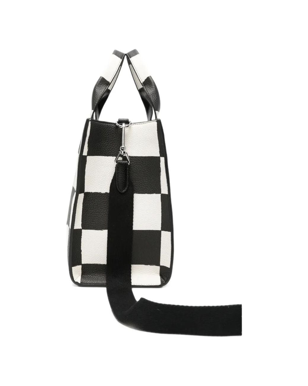 Karl Lagerfeld Black Checkerboard-Print Tote Bag