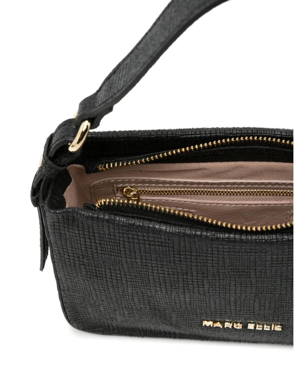 Marc Ellis Black Cleo Textured-Finish Shoulder Bag