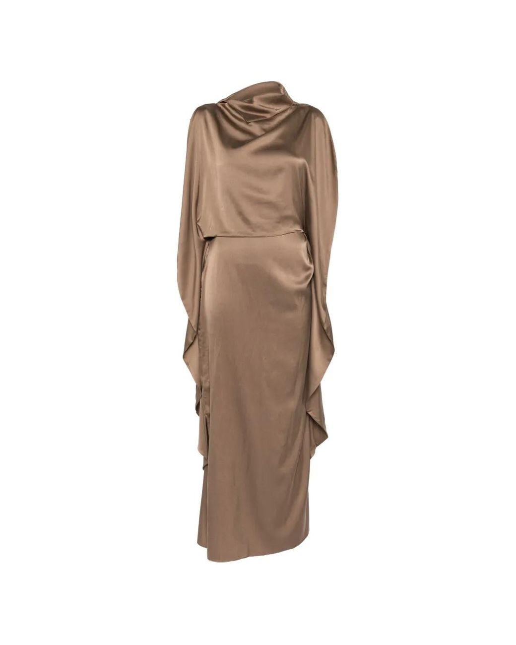 Ruohan Natural Robe Mi-Longue Ikra À Design Drapé