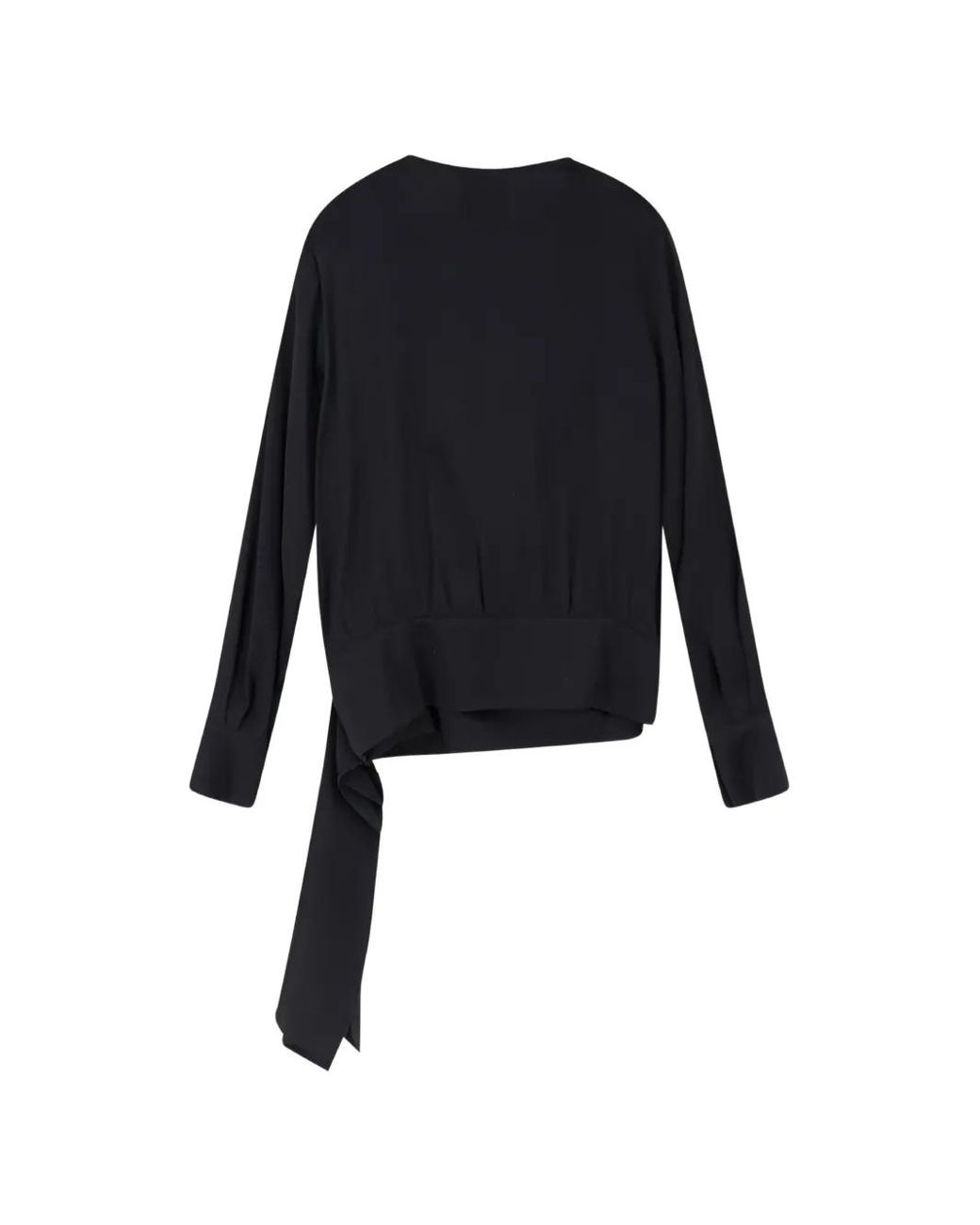 Semicouture Black Satin Wrap Blouse