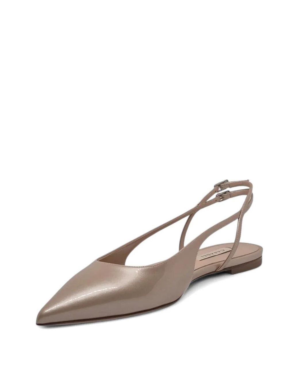 Casadei White Pointed-Toe Slingback Ballet Flats