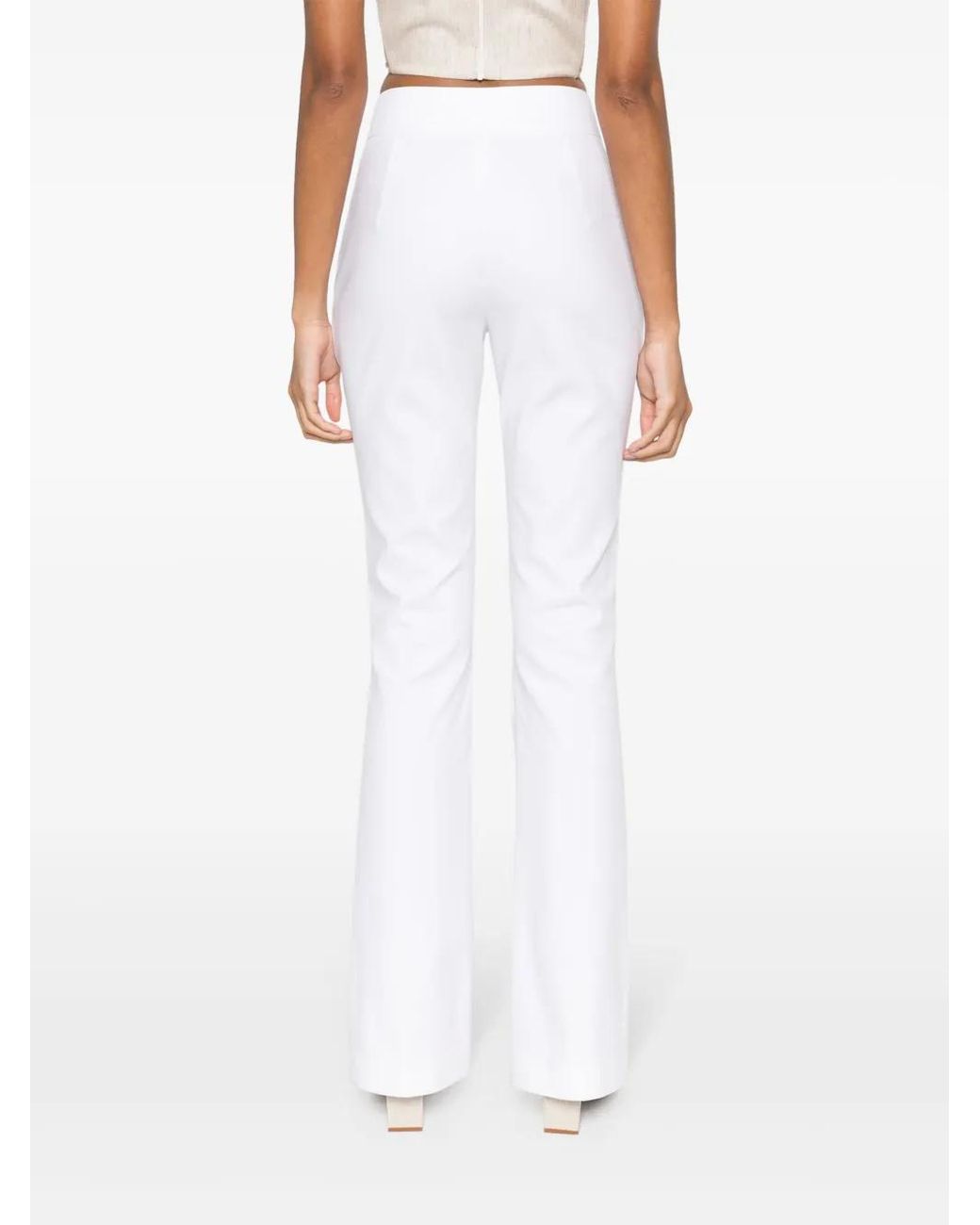 Genny White Twill Flared Trousers