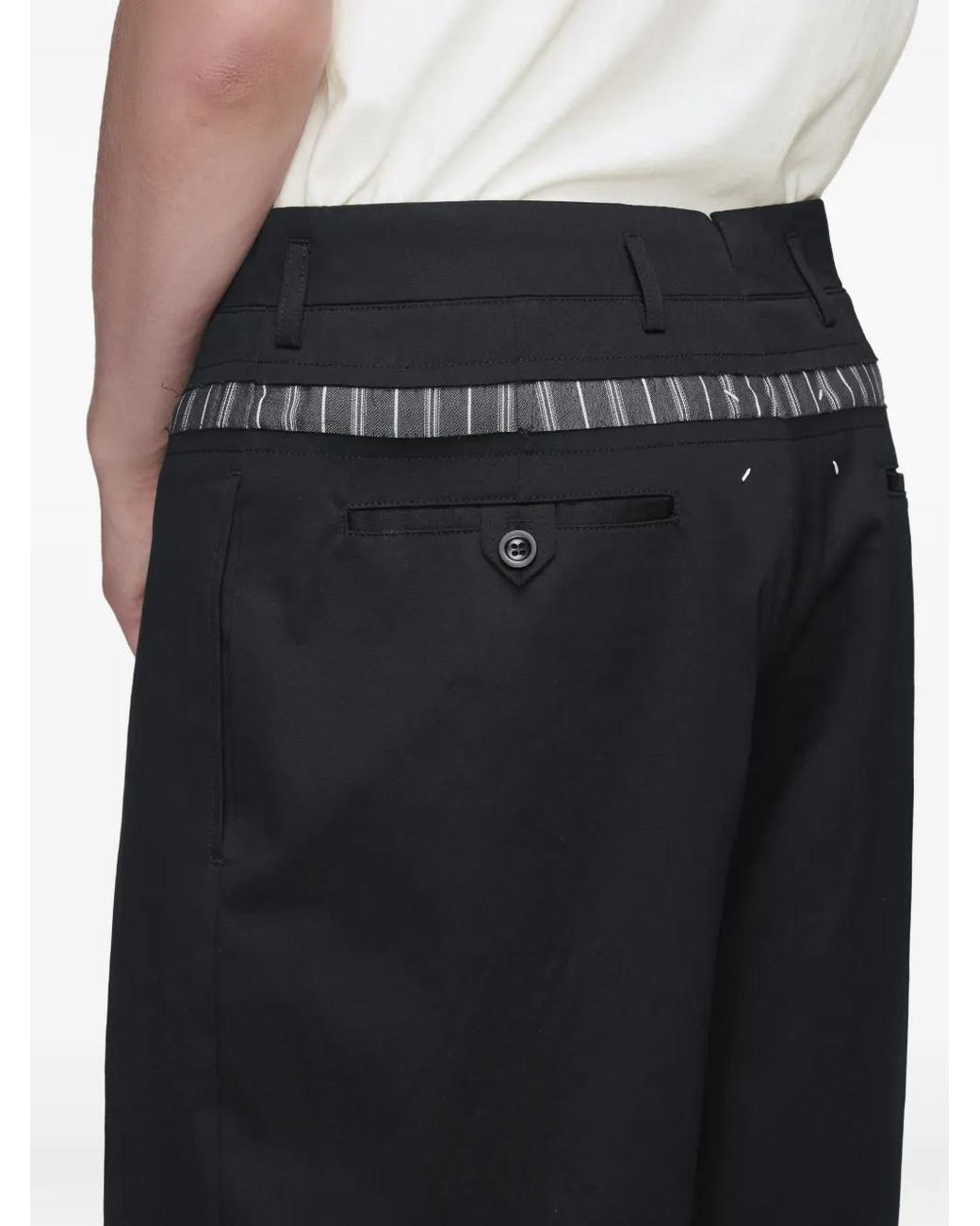 Maison Margiela Black Waxed Cotton Wide-Leg Trousers for men
