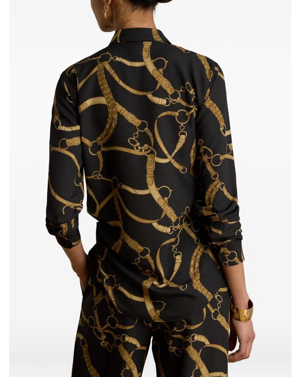 Ralph Lauren Black Belt-Print Long-Sleeve Shirt