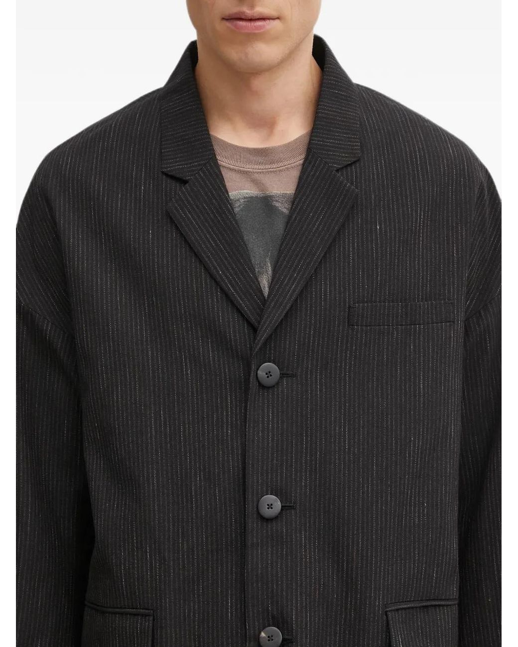 Visvim Black Pinstripe-Pattern Blazer for men