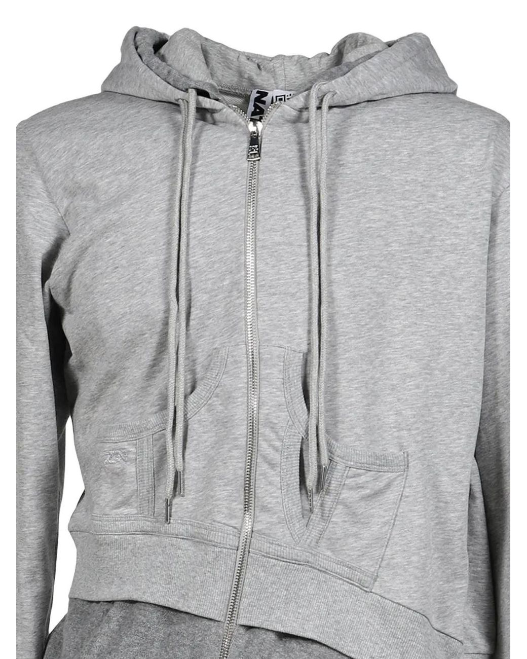 Natasha Zinko Gray Asymmetric Layered Hoodie