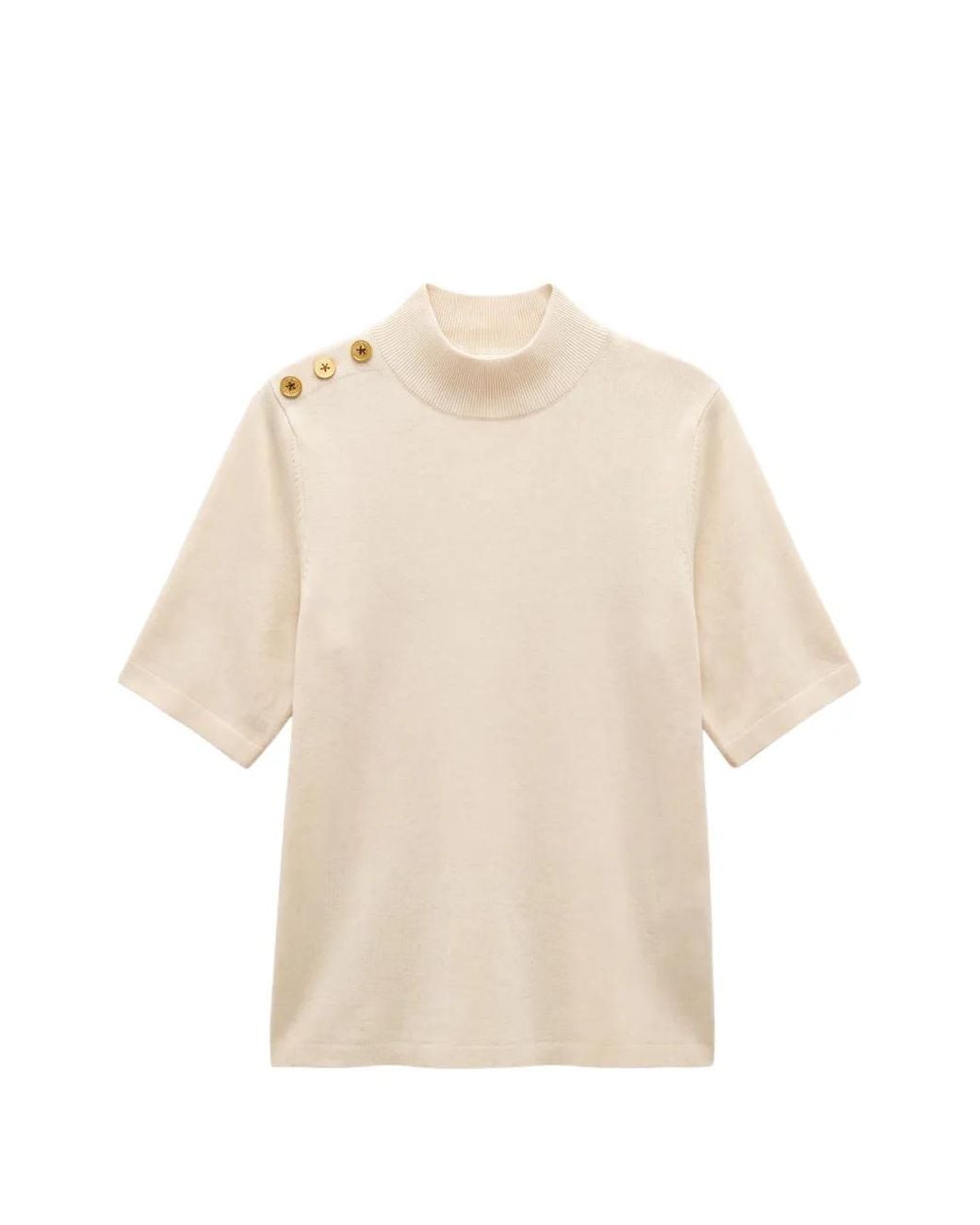 Edward Achour Paris White Button-Embellished High-Neck Top