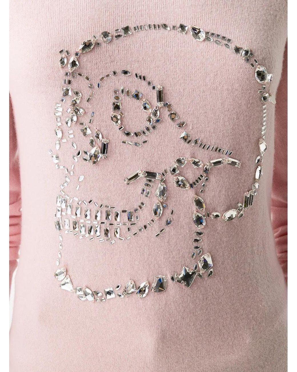 Philipp Plein Pink Look At Me Skull Embellished Jumper