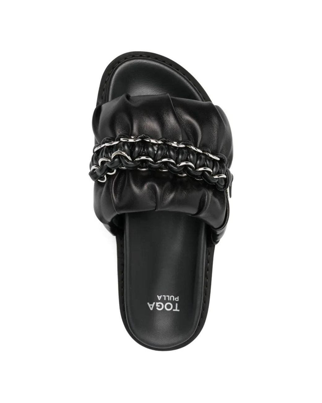 Toga Black Chain-Detail Leather Sandals