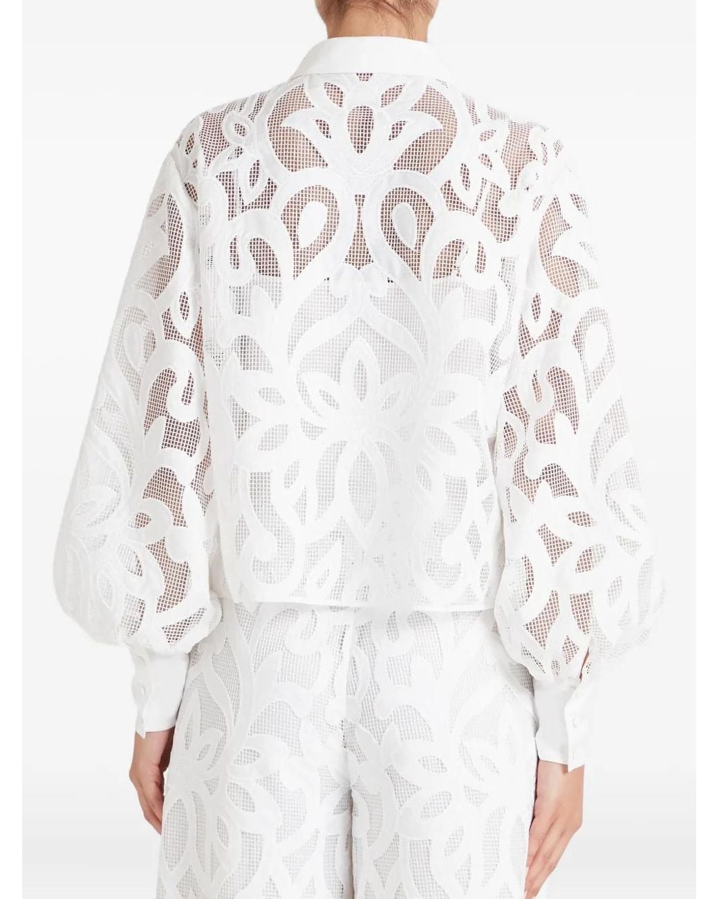 Temperley London White Floral-Lace Shirt