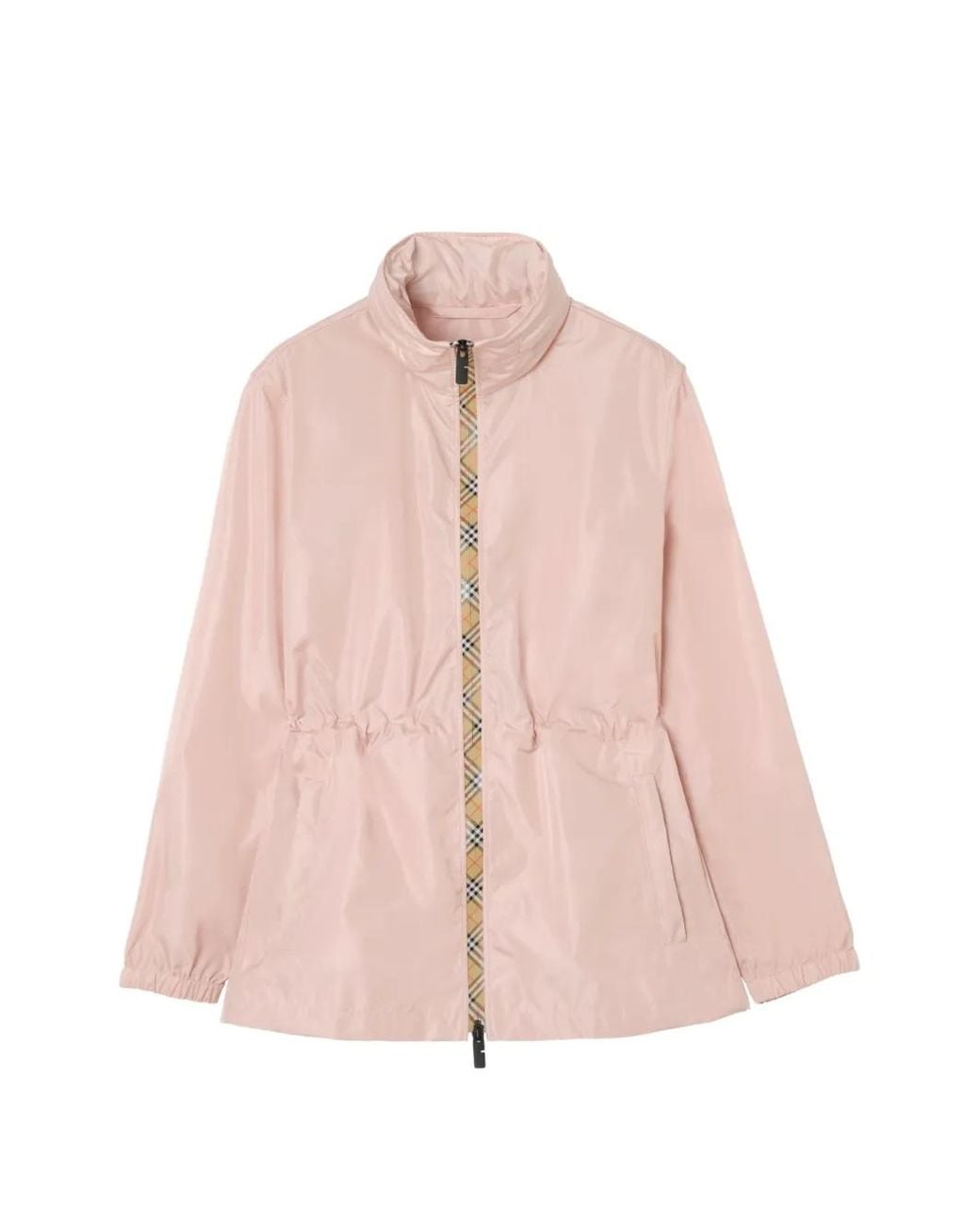 Burberry Pink Short Checker-Tape Nylon Parka