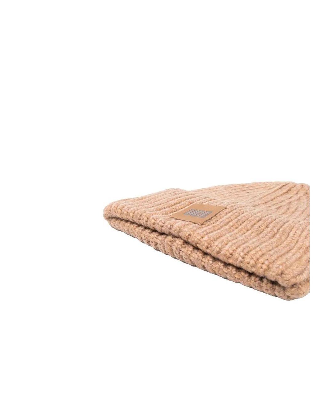 Ugg Natural Logo-Patch Knitted Beanie