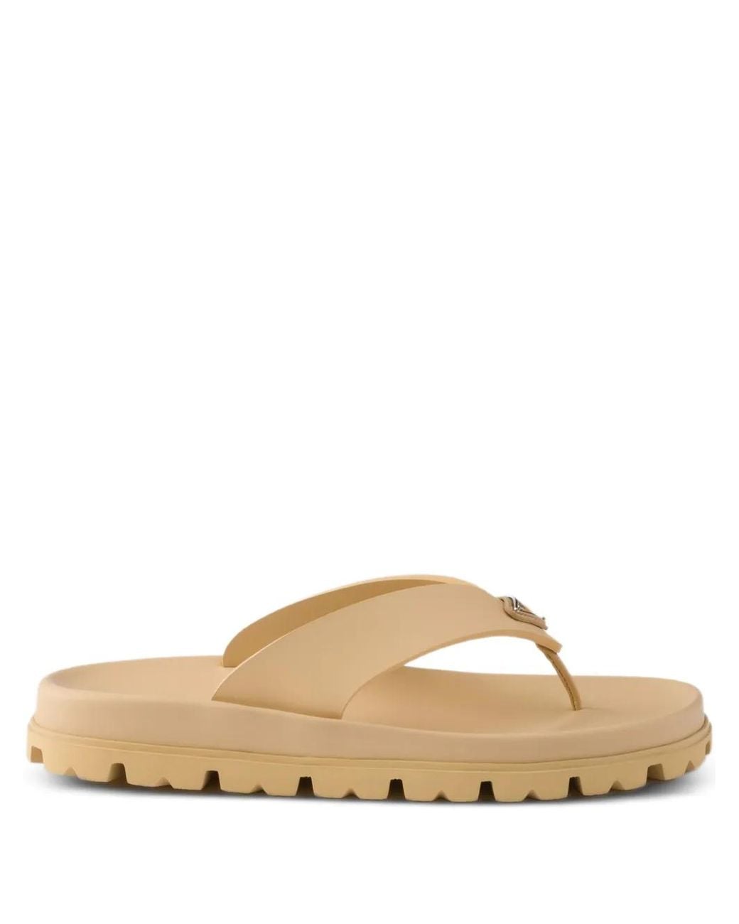 Prada Natural Sandalen Mit Logo-Schild