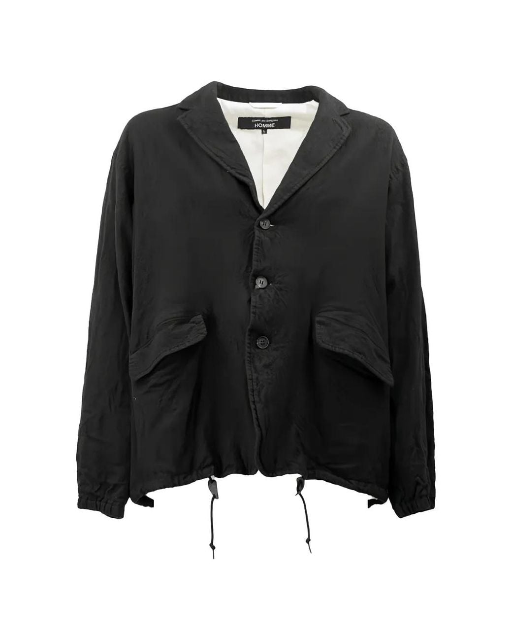 Comme des Garçons Black Drawstring-Hem Crinkled Lightweight Jacket for men