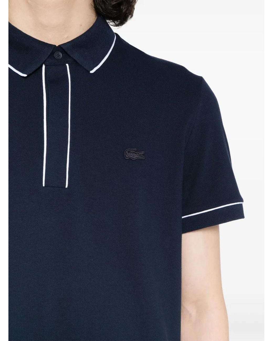 Lacoste Blue Contrast-Trim Polo Shirt for men