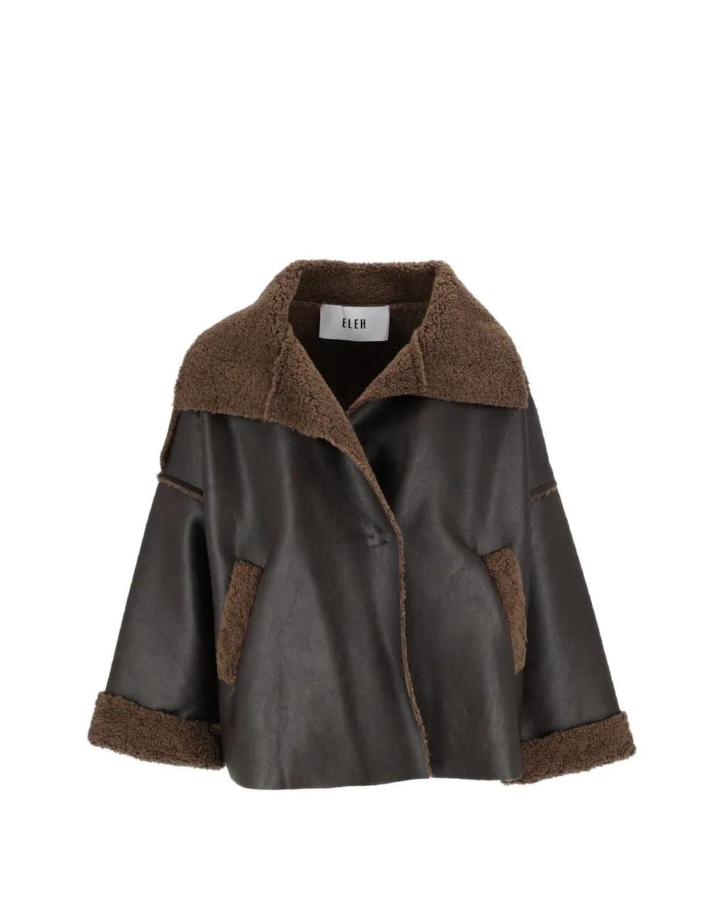ELEH Black Faux-Shearling Trim Oversized Jacket