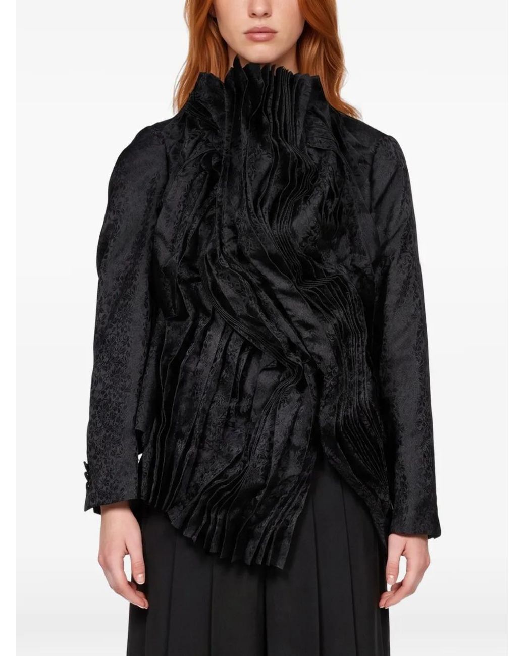 Comme des Garçons Black Veste Ajustée Plissée En Jacquard Floral