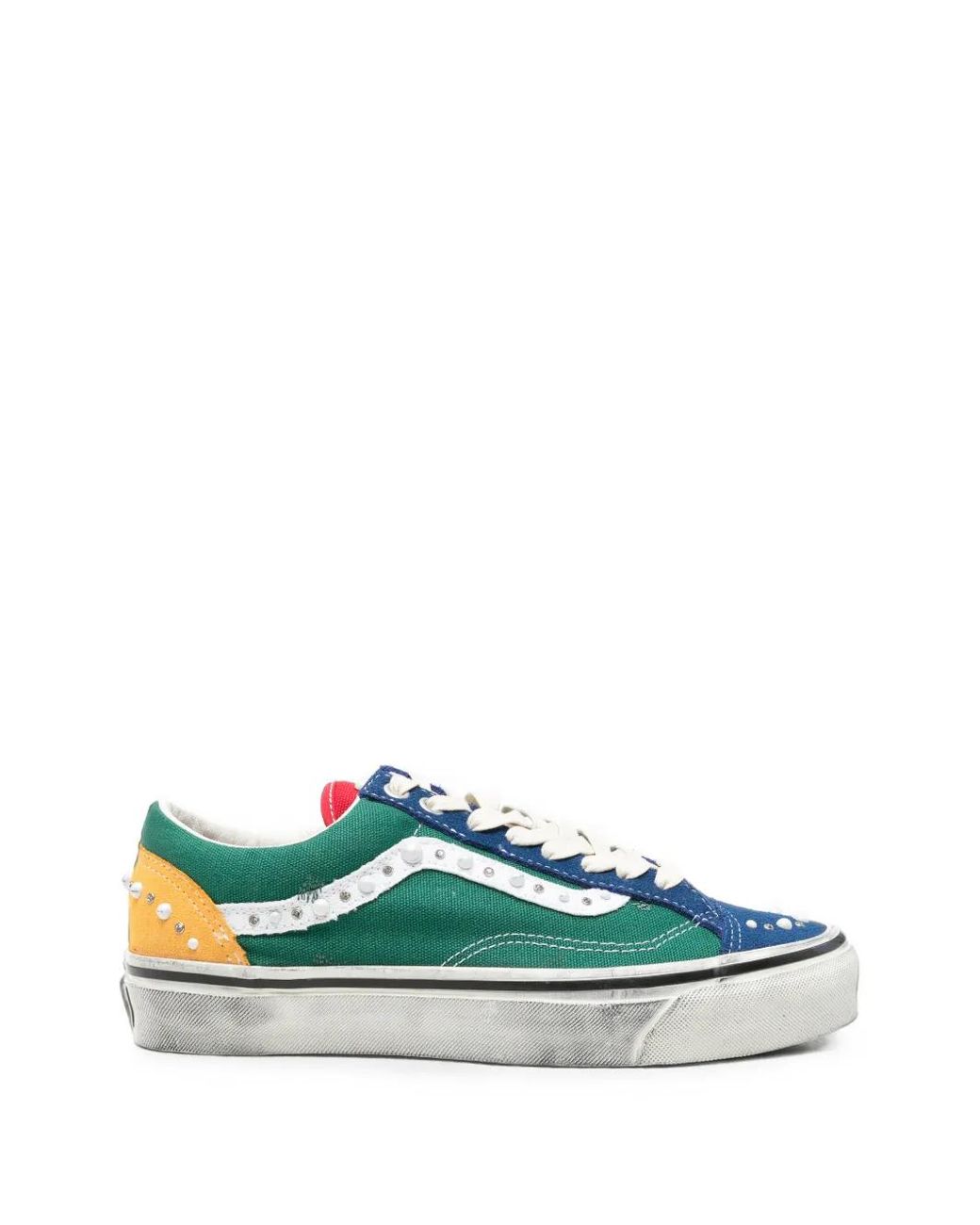 Vans Green Faux-Pearl Embellished Colour-Block Sneakers