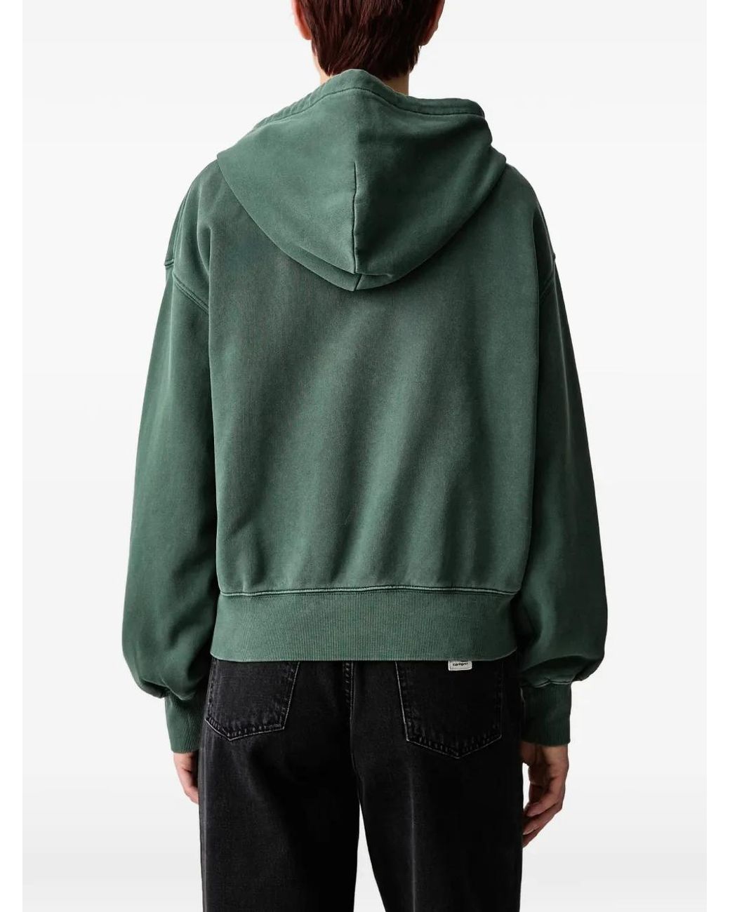 Carhartt Green Nelson Logo-Patch Zip-Up Hoodie