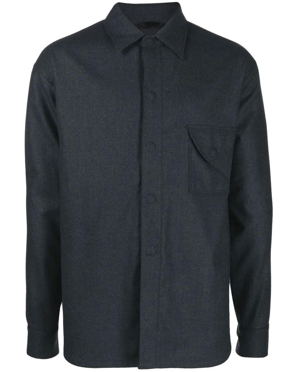 Giorgio Armani Blue Wool Shirt Jacket for men