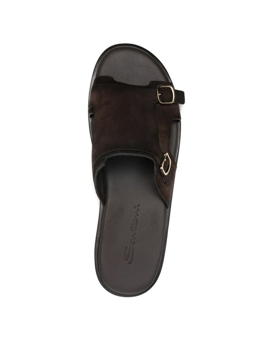 Santoni Black Buckle-Detail Slides for men