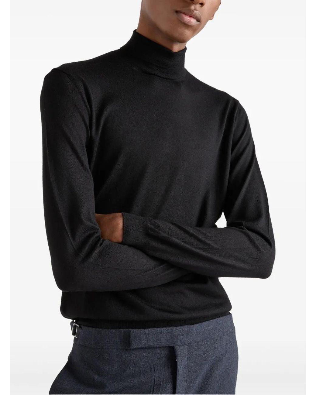 Jersey Con Cuello Alto Prada de hombre de color Black