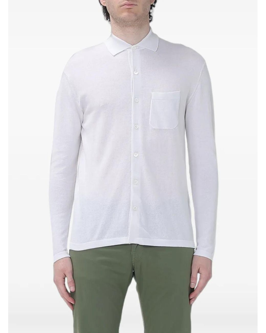 Brooksfield White Cardigan À Poche Poitrine Boutonné for men