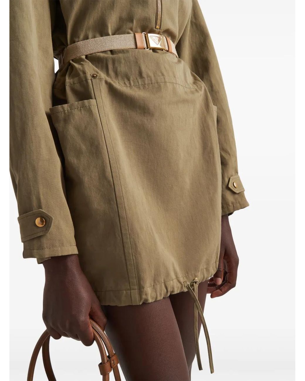 Prada Mini-Jurk Met Trekkoord in het Natural