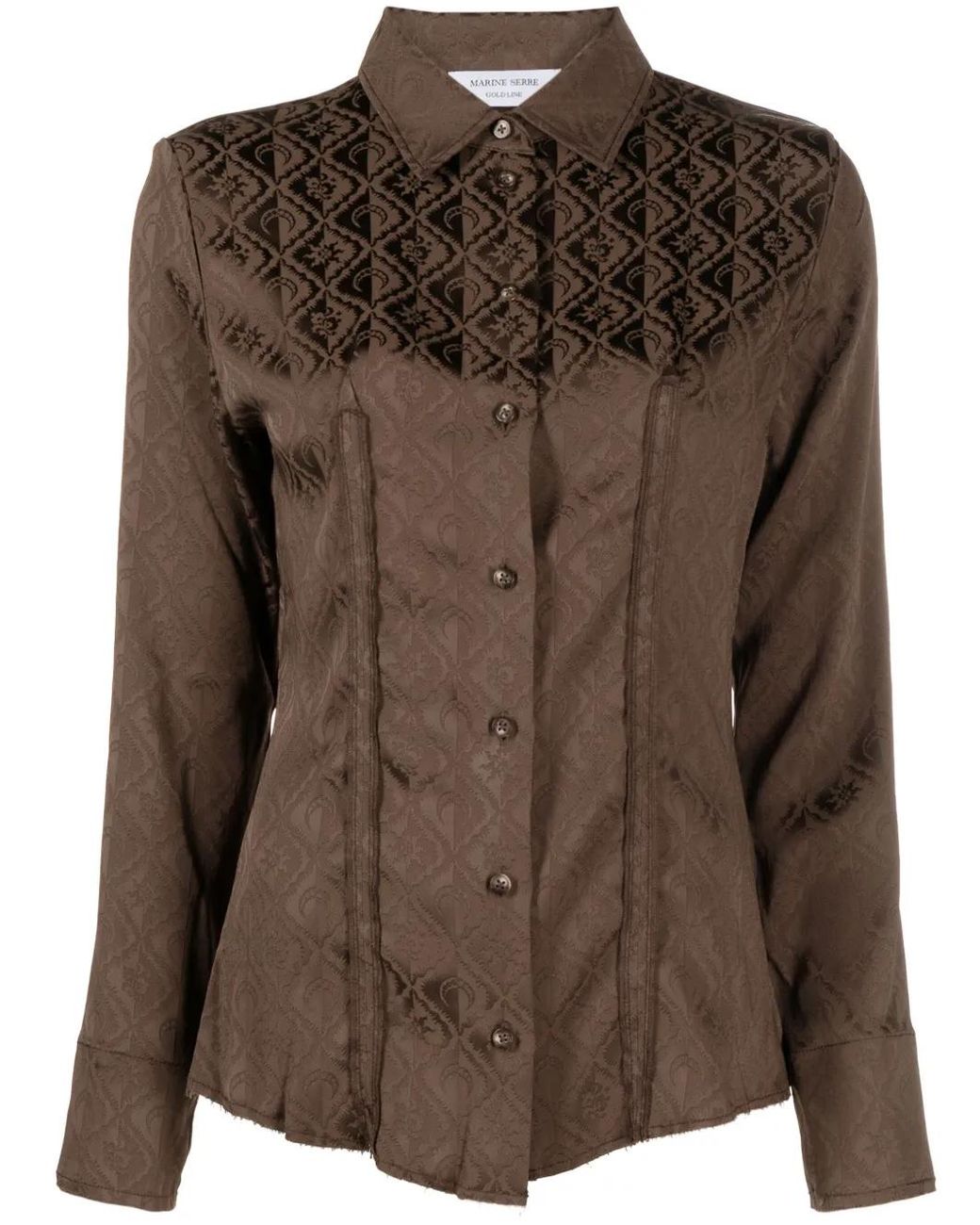 MARINE SERRE Brown Moon Diamant Jacquard Satin Shirt