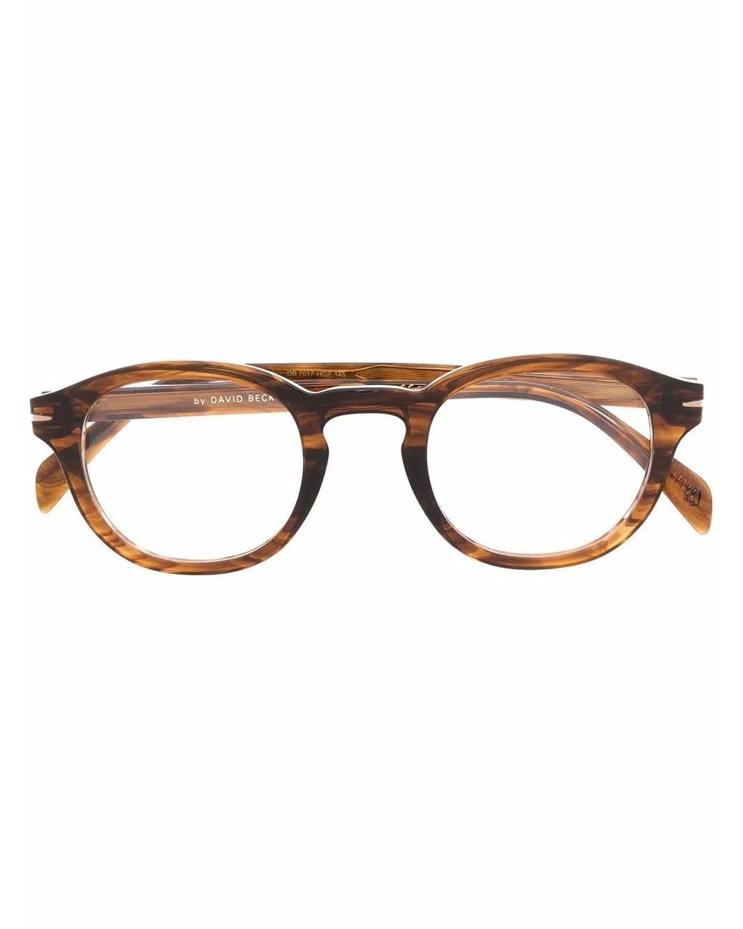 David Beckham Brown Tortoiseshell-Effect Round-Frame Glasses