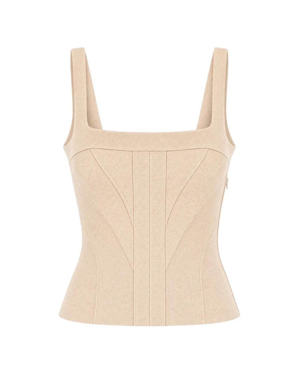 Giovanni bedin Natural Ribbed-Knit Corset Top