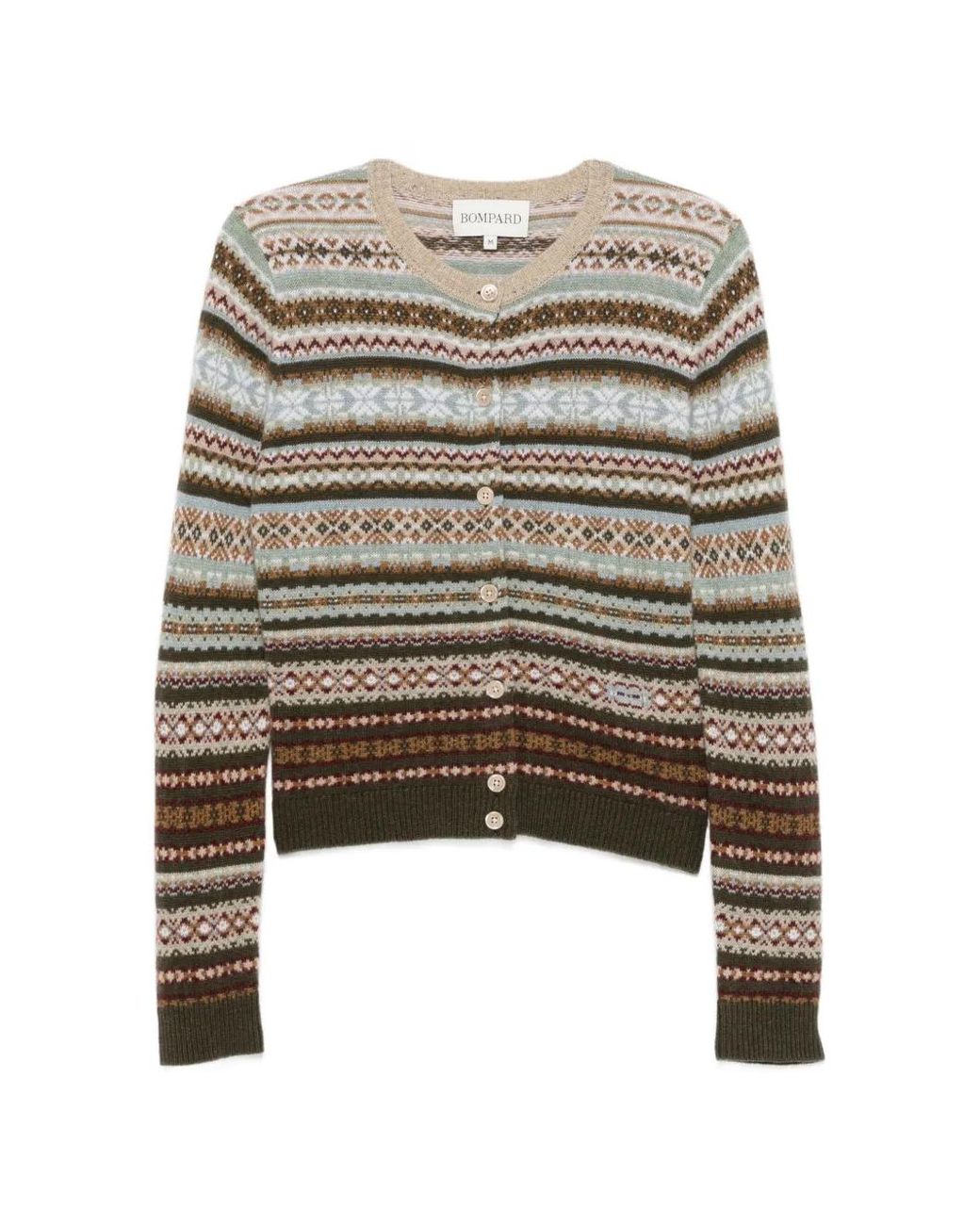 Bompard White Cardigan En Cachemire Fai Isle