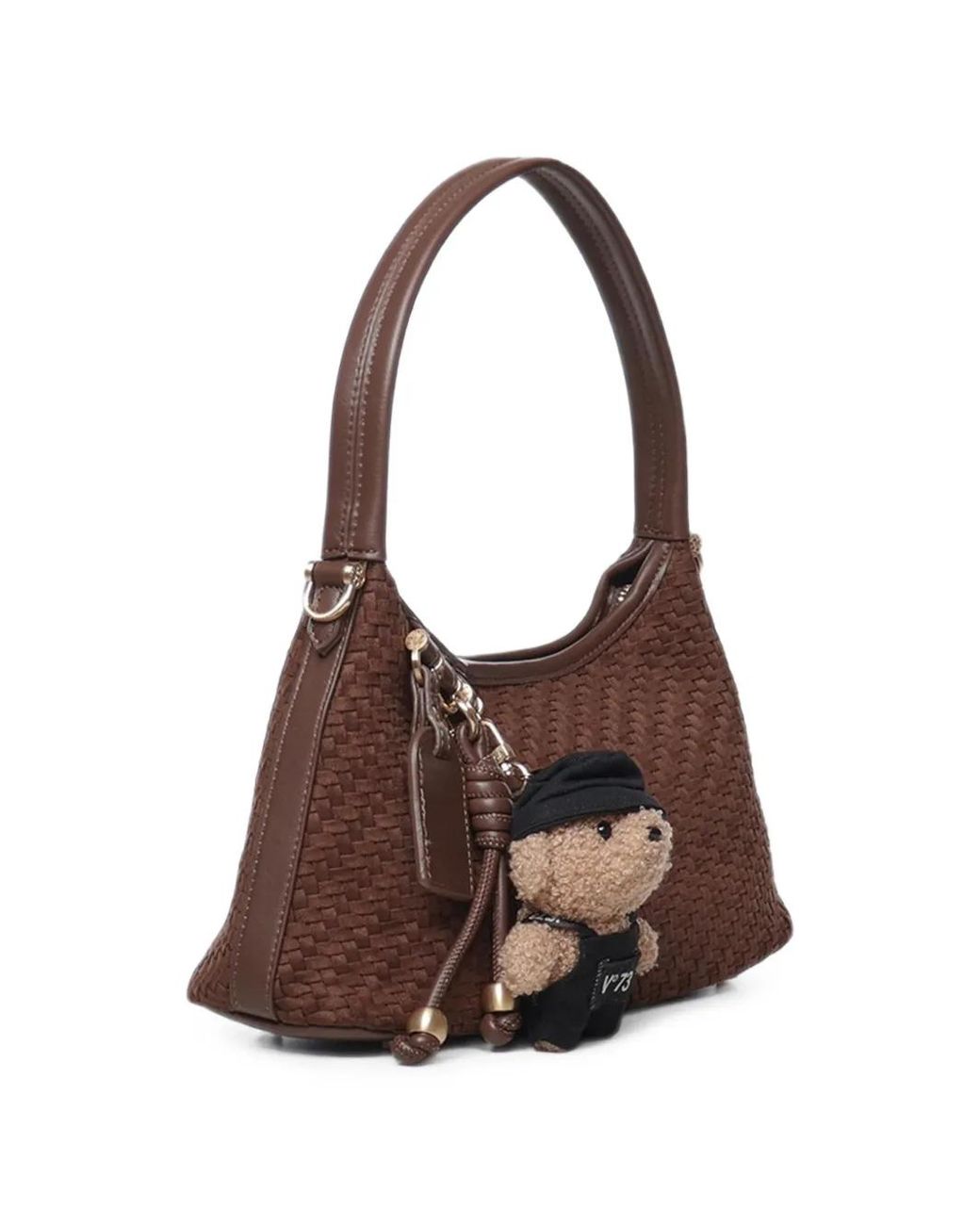 V73 Brown Sac Porté Épaule À Effet Tissé