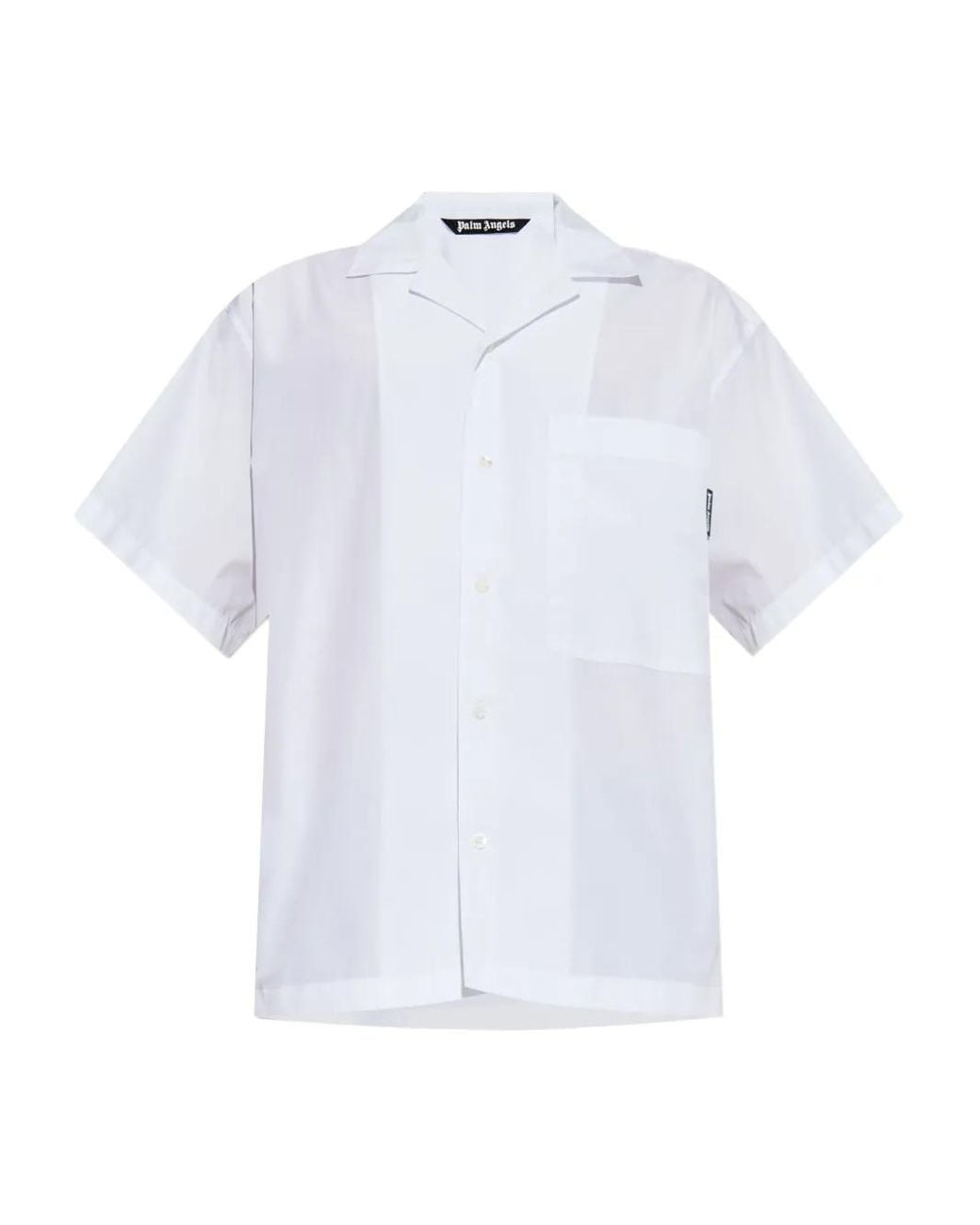 Palm Angels White Patch-Pocket Short-Sleeve Shirt for men