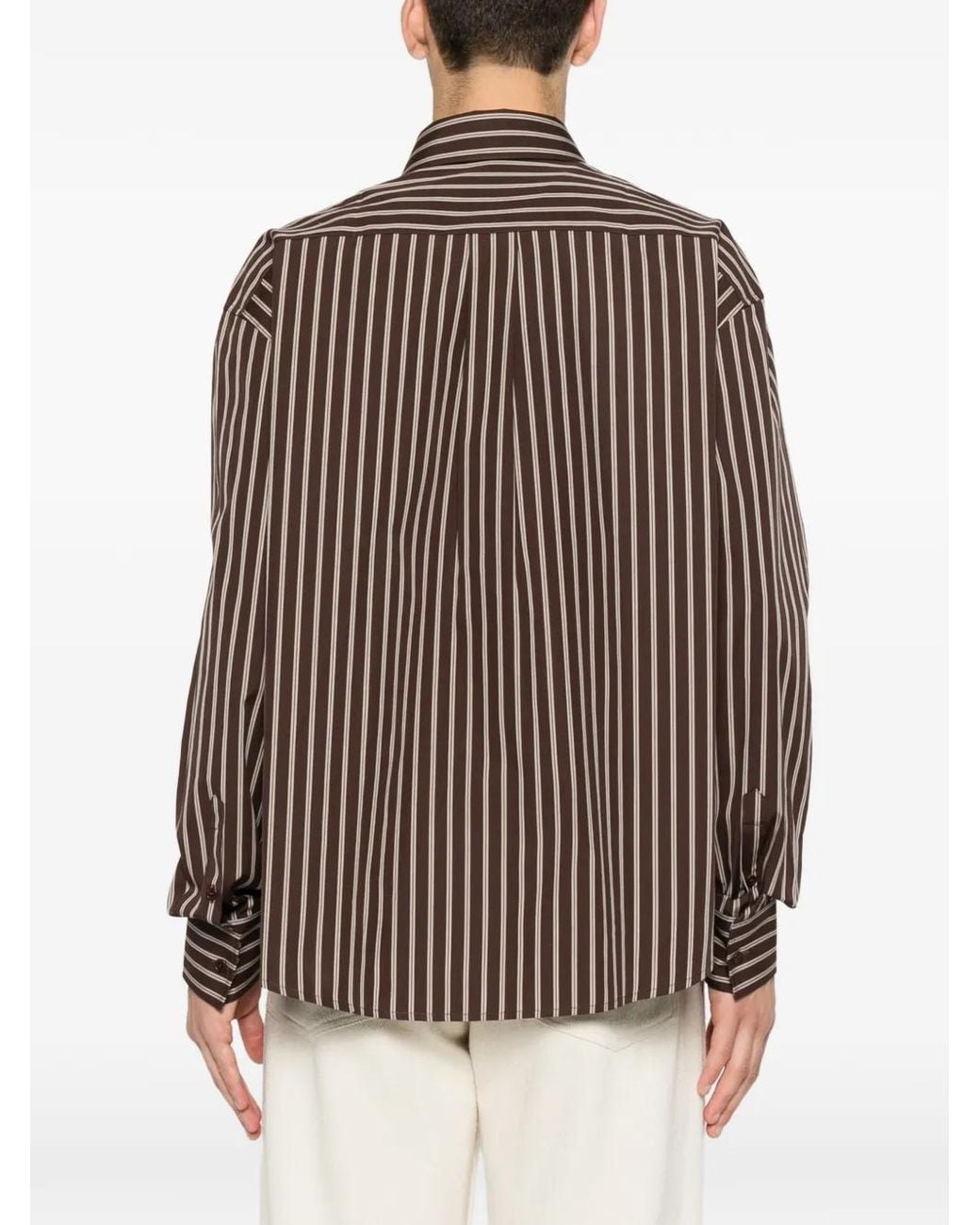 Sandro Brown Striped Cotton Shirt for men