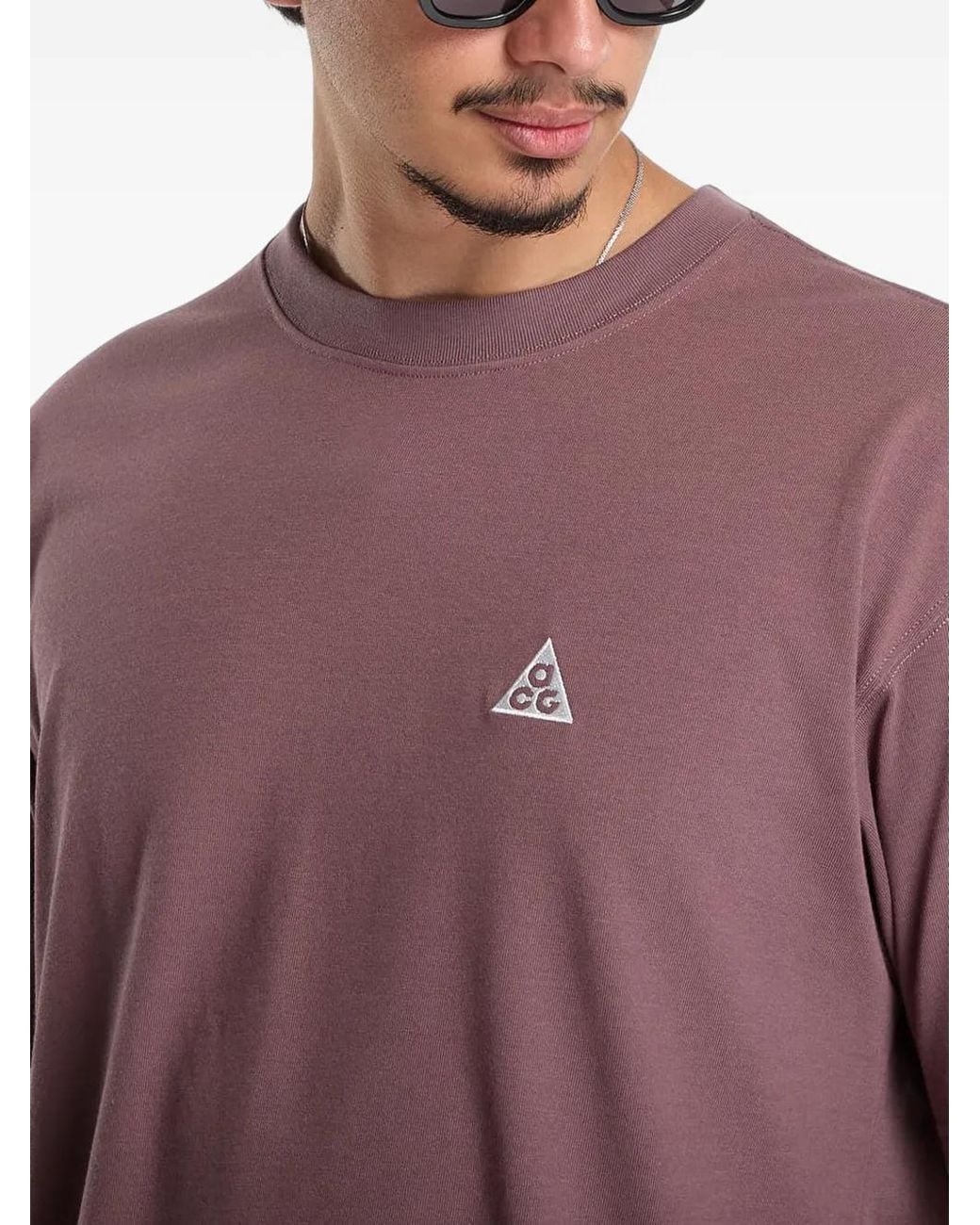 Nike Purple Acg Logo-Patch T-Shirt for men