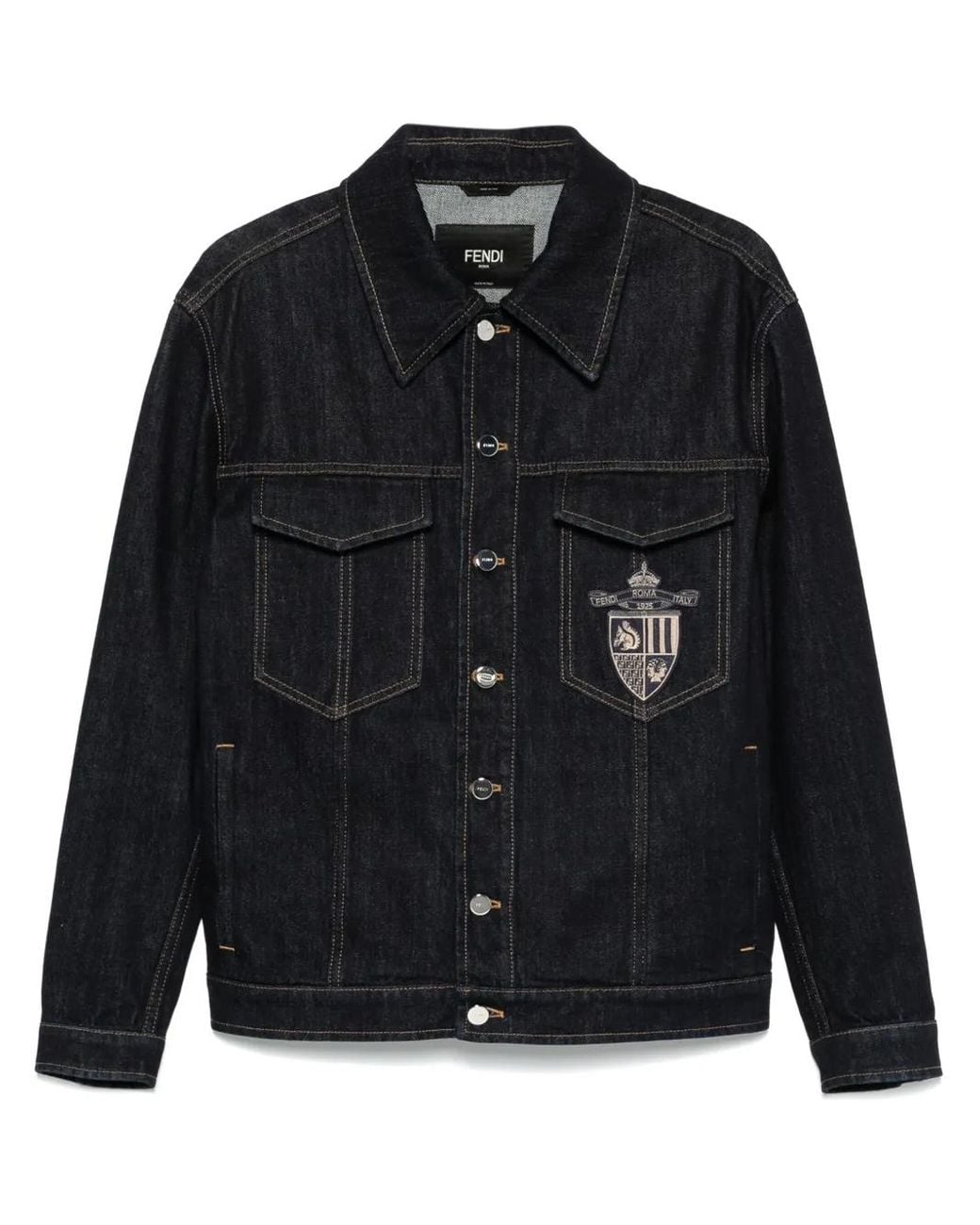 Fendi Black Cotton Denim Jacket for men