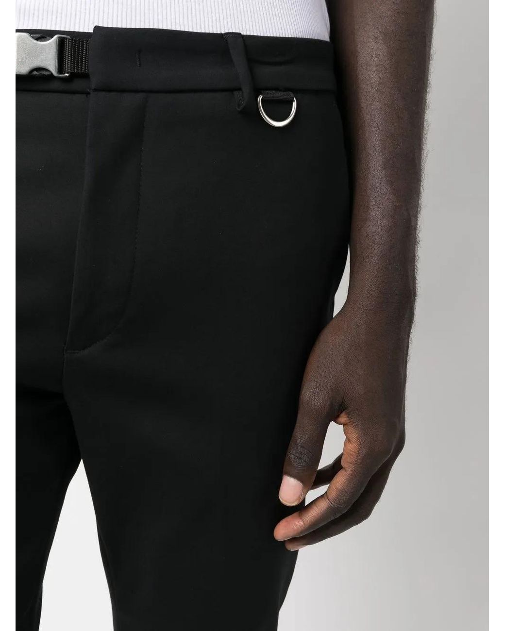 Low Brand Black Tapered Cropped Trousers for men