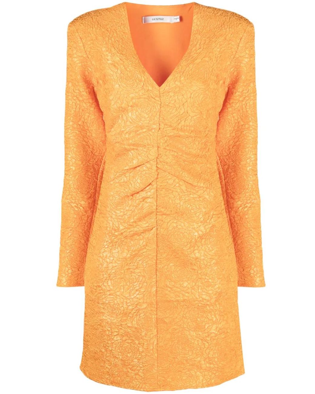 Gestuz Orange Robe En Jacquard À Col V