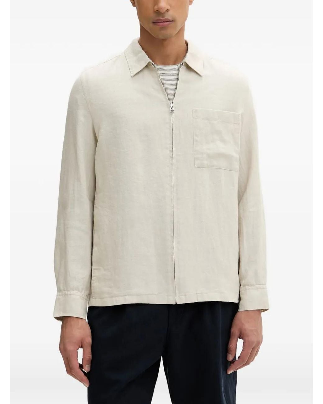 Marc O' Polo White Zip-Up Patch-Pocket Jacket for men