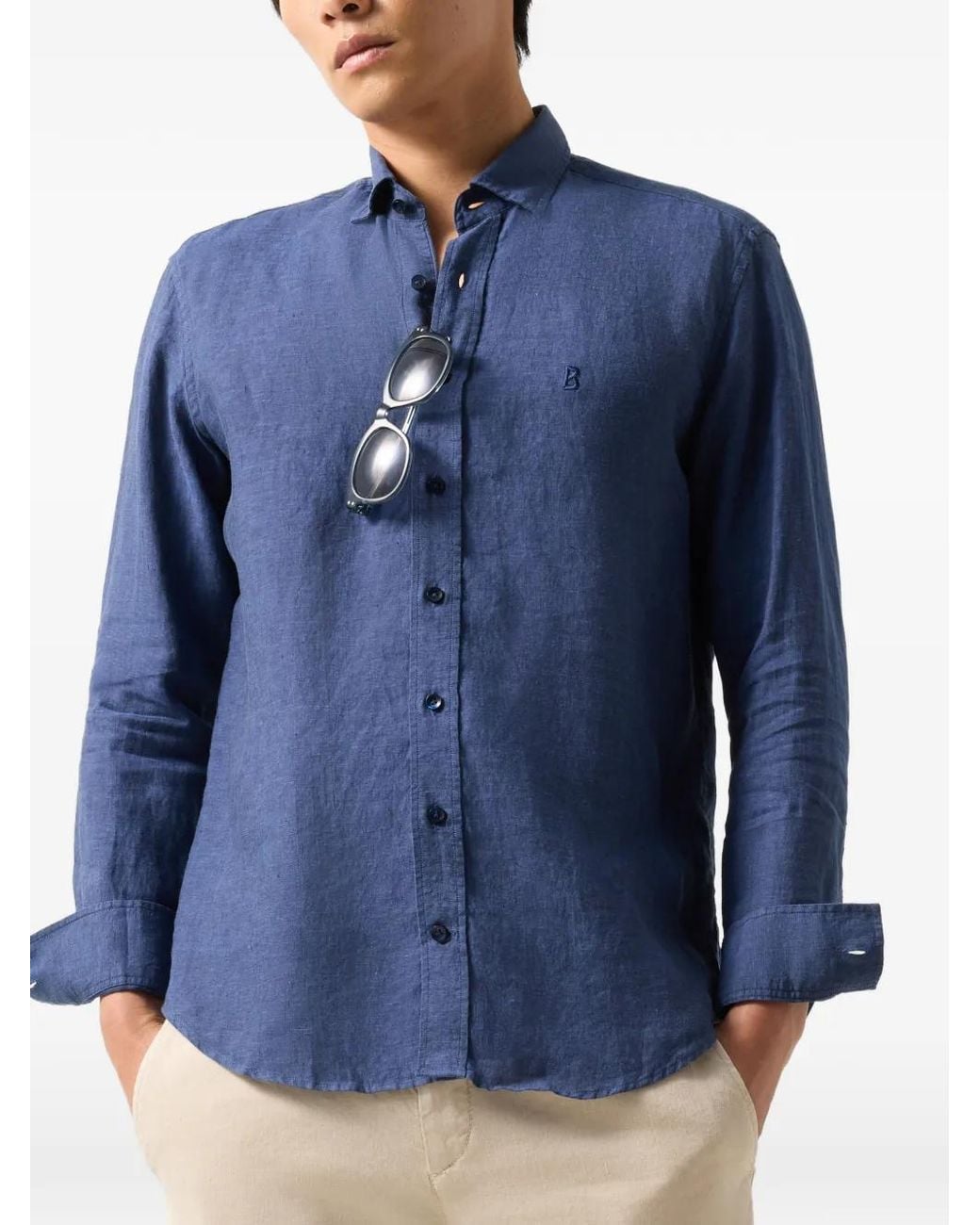 Bogner Blue Timi Button-Down Linen Shirt for men
