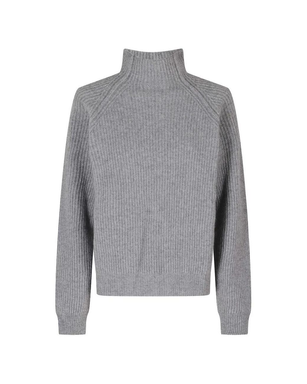FEDERICA TOSI Gray Ribbed-Knit Raglan-Sleeve Sweater