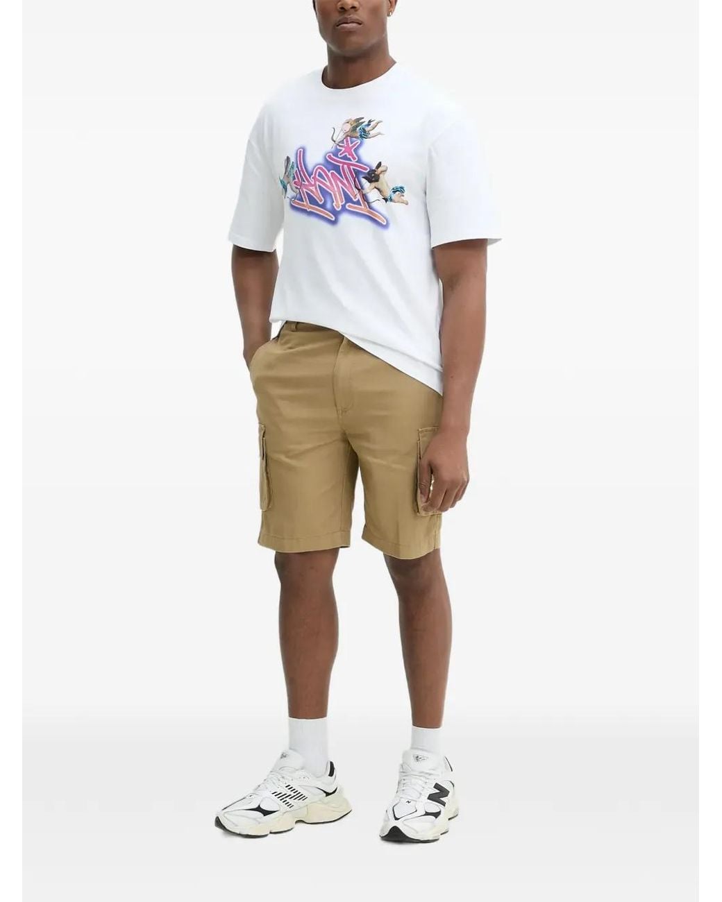 Karlkani White Cargo Pocket Shorts for men